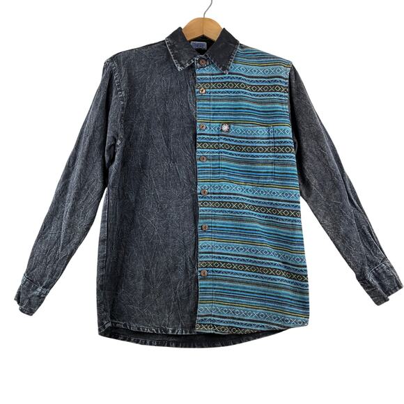 Mexicali Blues Button Up Shirt Men's Small Patchwork Southwestern Aztec USA Made - Picture 1 of 14